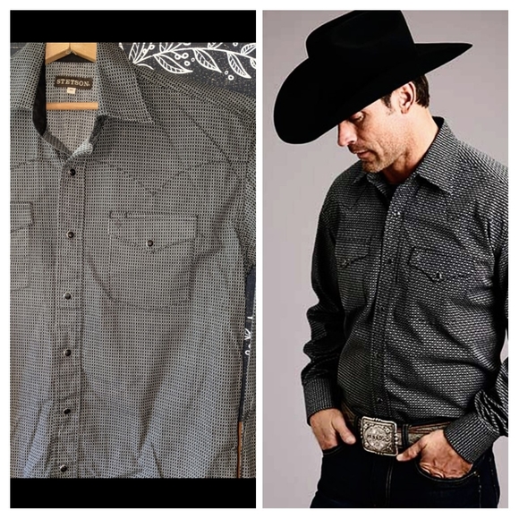 Stetson Other - Stetson Western Shirt, Geo Print, Snaps, Medium Men's
